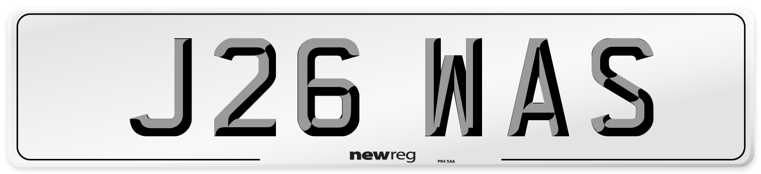 J26 WAS Number Plate from New Reg